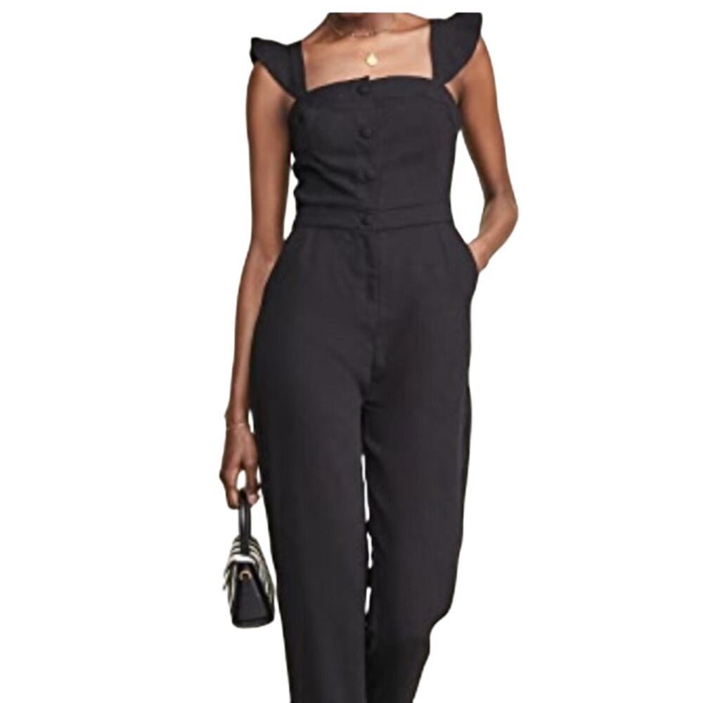 NWOT Cupcakes And Cashmere Sleeveless Jumpsuit Women's Size 0 Black Rayon - Picture 2 of 14